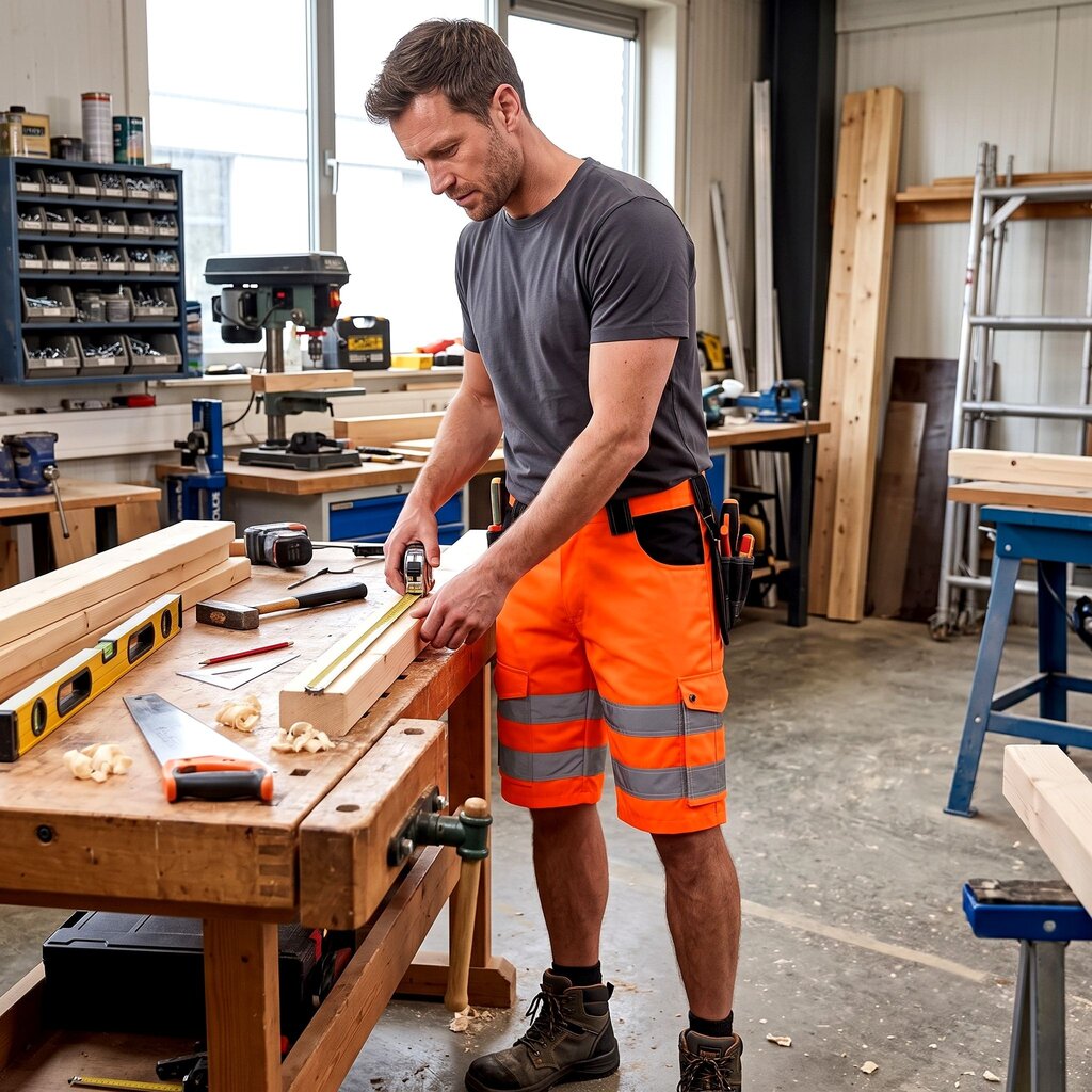 Korte  RWS werkbroek met striping en reflectie