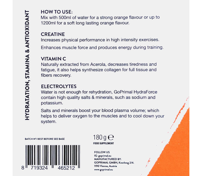 HydraForce – Electrolytes, Creatine and Vit. C - 30 Pack