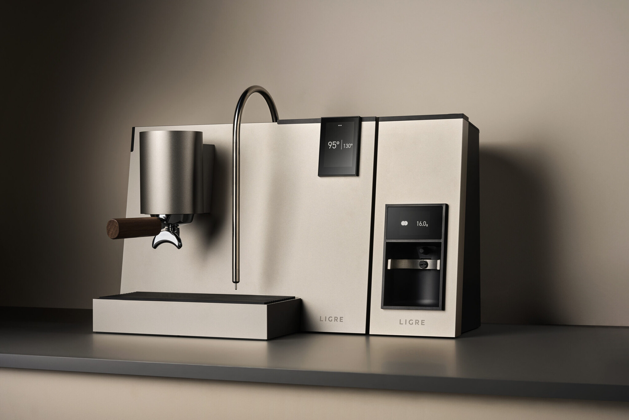 LIGRE youn Silver Beige halfautomatische espressomachine