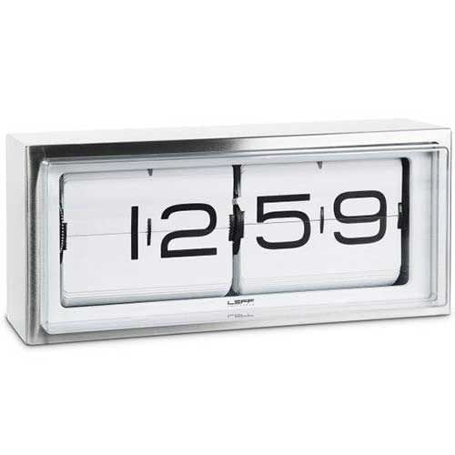  LEFF Amsterdam Brick clock stainless steel 24h 