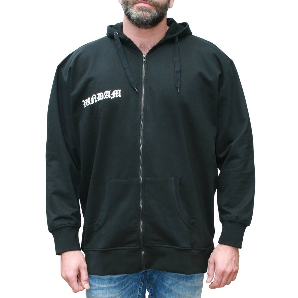 VANDAM Grande taille Sweat à capuche Noir avec imprimé "VANDAM" 3XL-6XL