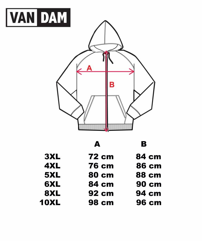 VANDAM Grande taille Sweat à capuche Noir avec imprimé "VANDAM" 3XL-6XL