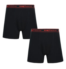 KAM Grandes tailles de Boxers Shorts en Jersey Noir (2-pack)