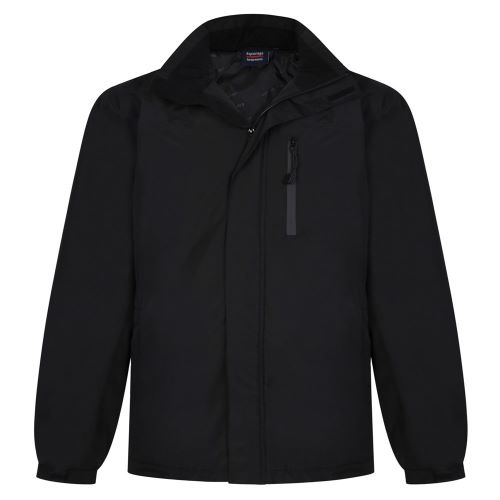 Espionage Veste imperméable matelassée Noire grande taille 2XL-8XL