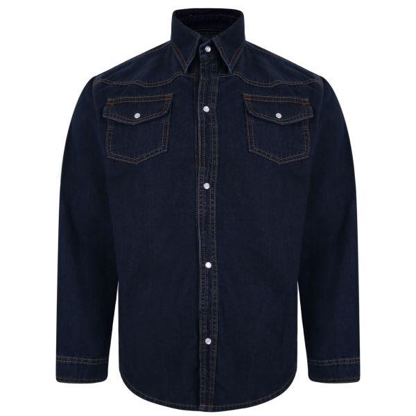 KAM Grote maten Indigo Denim Shirt  2XL-8XL