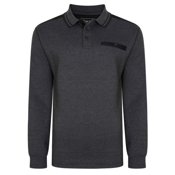 KAM Grote maten Charcoal Polo Sweater 2XL-8XL