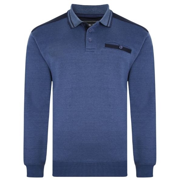 KAM Grote maten Blauwe Polo Sweater 2XL-8XL