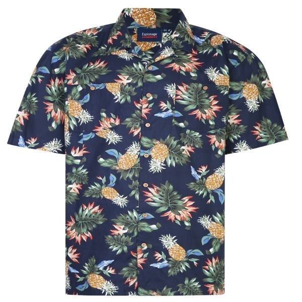 Espionage Grote maten Pineapple  Print Overhemd 2XL-8XL