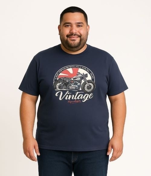 Espionage Grote maten Slate Grey T-shirt "Vintage Motorbike"  - 2XL-8XL