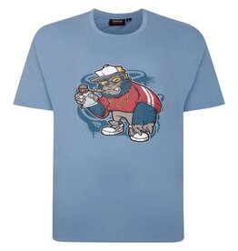 Espionage Grote maten Licht Blauw T-shirt  "Graffiti Gorilla"