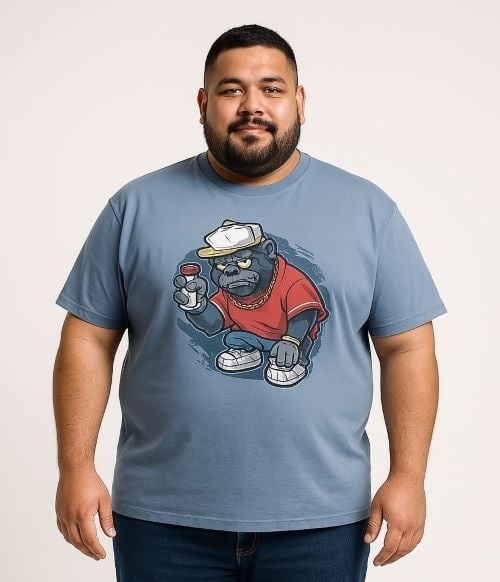 Espionage Grote maten Licht Blauw T-shirt  "Graffiti" TS433 - 2XL-8XL