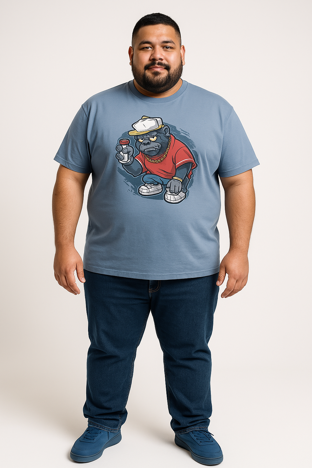 Espionage Grote maten Licht Blauw T-shirt  "Graffiti" TS433 - 2XL-8XL