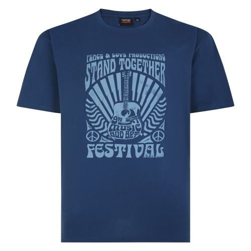 Espionage Grote maten Blauw T-shirt "Music Festival"  2XL-8XL
