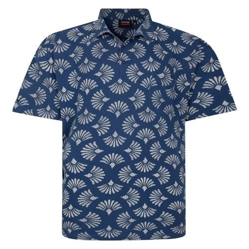 Espionage Grote maten Navy Polo Shell Print  2XL-8XL