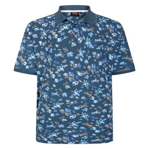 Espionage Grote maten Denim Blue Polo Floral  2XL-8XL