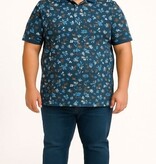 Espionage Grote maten Denim Blue Polo Floral  2XL-8XL
