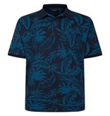 Espionage Grote maten Navy&Teal Polo Leaf Print  2XL-8XL