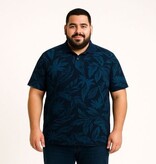 Espionage Grote maten Navy&Teal Polo Leaf Print  2XL-8XL