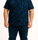 Espionage Grote maten Navy&Teal Polo Leaf Print  2XL-8XL