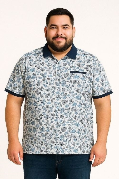 Espionage Grote maten Witte Polo BirdPrint  2XL-8XL