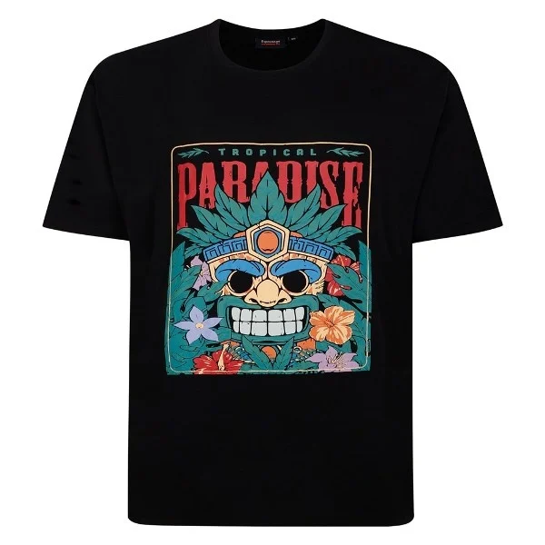 Espionage Grote maten Zwart T-shirt "PARADISE" TS430 2XL-8XL