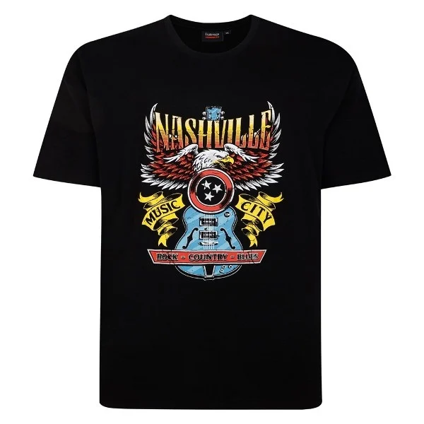 Espionage Grote maten Zwart T-shirt "NASHVILLE"  TS431