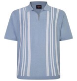 Espionage Polo bleu tricoté à rayures de grandes tailles  3XL-6XL