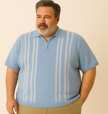 Espionage Polo bleu tricoté à rayures de grandes tailles  3XL-6XL