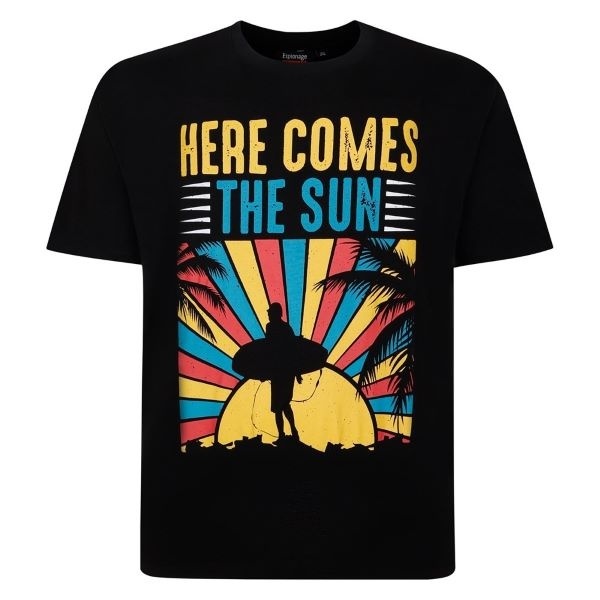 Espionage Grote maten Zwart T-shirt "The Sun"  2XL-8XL
