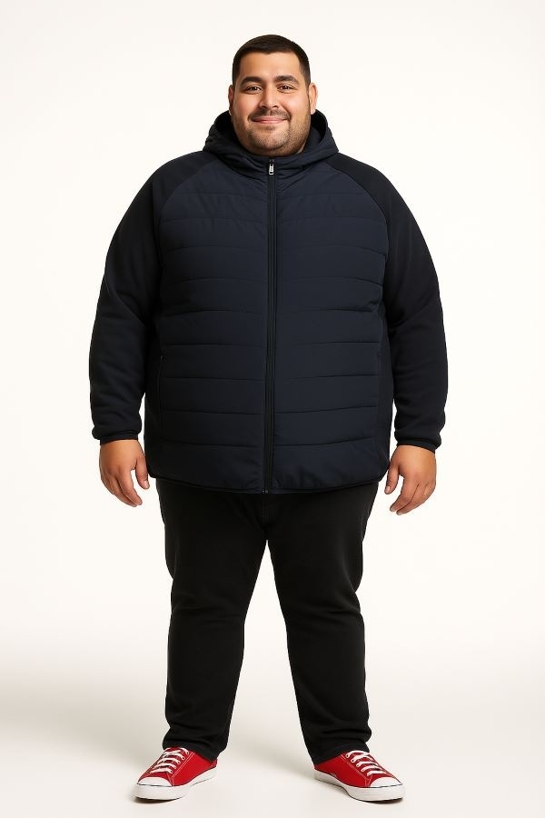 Espionage Grote maten Navy Gewatteerde Waterdichte jas 2XL-8XL