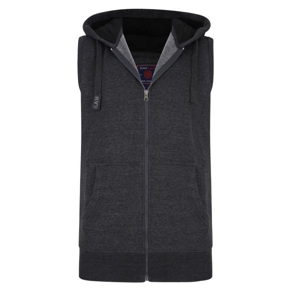 KAM Grote maten Charcoal Sleeveless Hoody  2XL-8XL