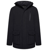 KAM Grote maten Zwart Long Quilted Soft Shell Jas 2XL-8XL