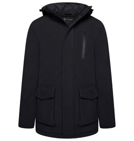 KAM Grote maten Zwart Long Quilted Soft Shell Jas