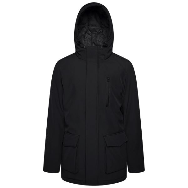 KAM Grote maten Zwart Long Quilted Soft Shell Jas 2XL-8XL