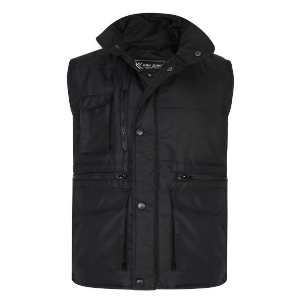 KAM Gilet sans manches matelassé grande taille noir 2XL à 8XL