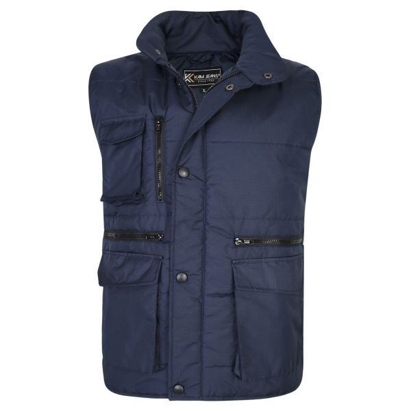 KAM Gilet sans manches matelassé grande taille bleu marine 2XL à 8XL