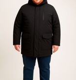 KAM Grote maten Zwart Long Quilted Soft Shell Jas 2XL-8XL