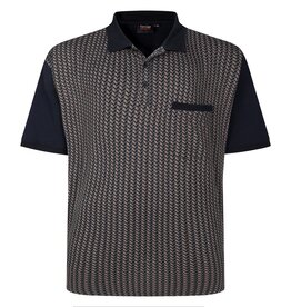 Espionage Grote maten Navy Polo met Geometric Print