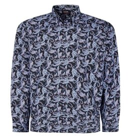 Espionage Grote maten Paisley Print Stretch Overhemd Langemouw