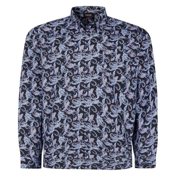 Espionage Grote maten Paisley Print Stretch Overhemd Langemouw 2XL-8XL