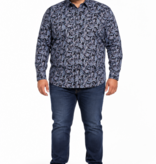 Espionage Grote maten Paisley Print Stretch Overhemd Langemouw 2XL-8XL