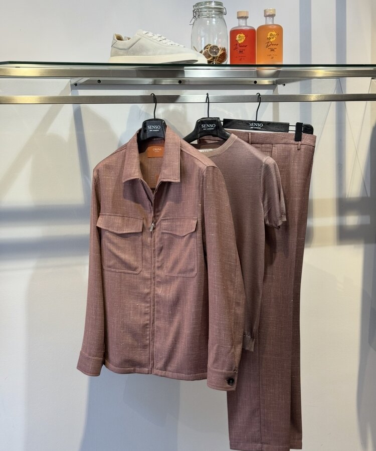 CRUNA ITALY CRUNA WOOL SILK LINNEN FADED PINK OVERSHIRT