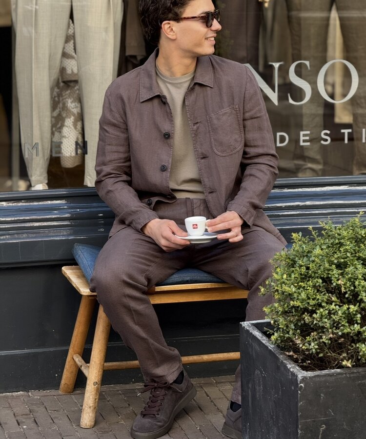 ALTEA MILANO ALTEA TAUPE LINNEN OVERSHIRT