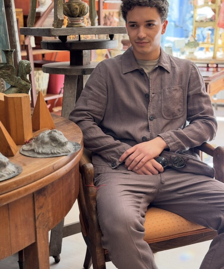 ALTEA MILANO ALTEA TAUPE LINNEN OVERSHIRT