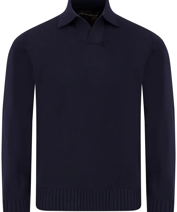FILIPPO DE LAURENTIIS FDL MERINO PURO POLO LONG NAVY
