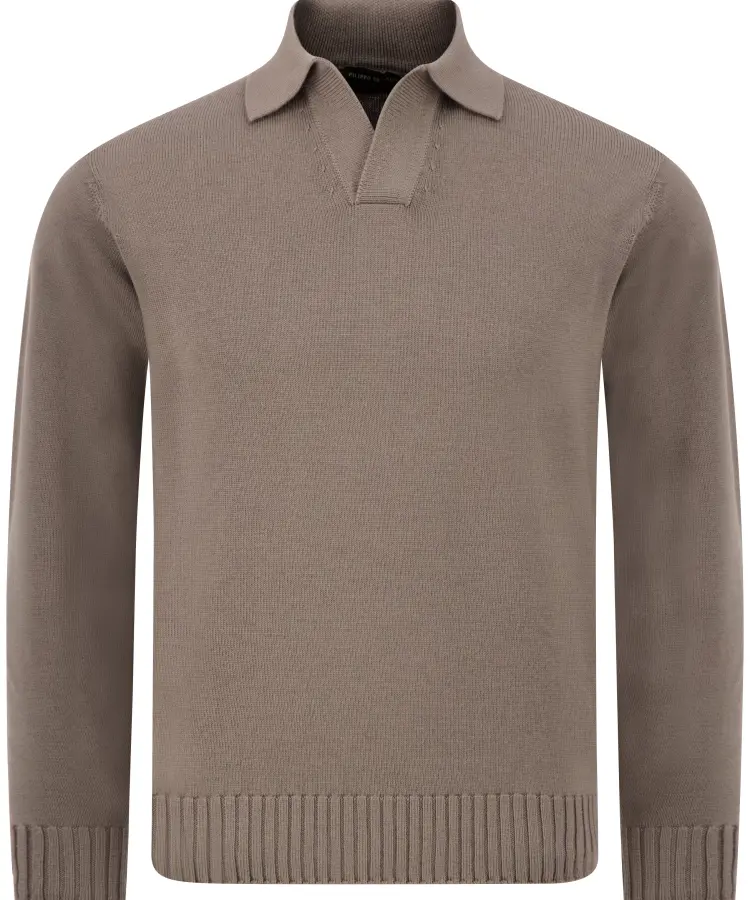 FILIPPO DE LAURENTIIS FDL MERINO PURO POLO LONG GREIGE
