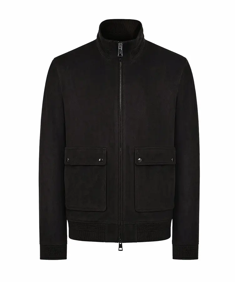 DUNO DUNO BROWN SUEDE BOMBER JACKET