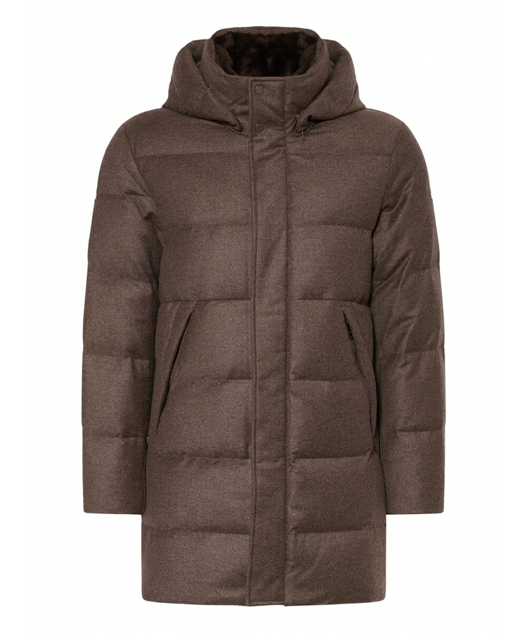 DUNO DUNO BROWN MAGNUS PARKA IN LORO PIANA