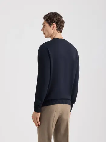 FILIPPO DE LAURENTIIS FDL MERINO PURO CREWNECK NAVY