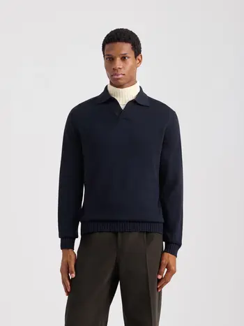 FILIPPO DE LAURENTIIS FDL MERINO PURO POLO LONG NAVY